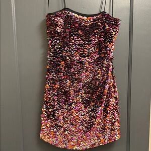 Multicolor Sequin Spaghetti Strap Party Dress